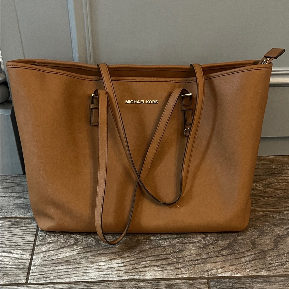 Michael Kors Tan Leather Tote with Gold Logo